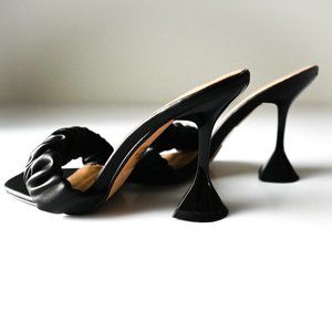 FASHION NOVA Black "Spool Heel" Square Toe 3 Inch Heel Sandals - Size 6.5